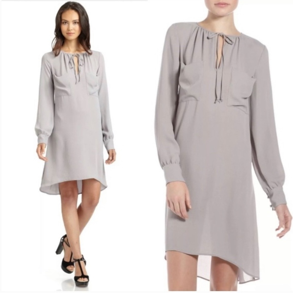 BCBG Maxazria Darell Opal Gray Tunic Long Sleeve Dress Size Medium